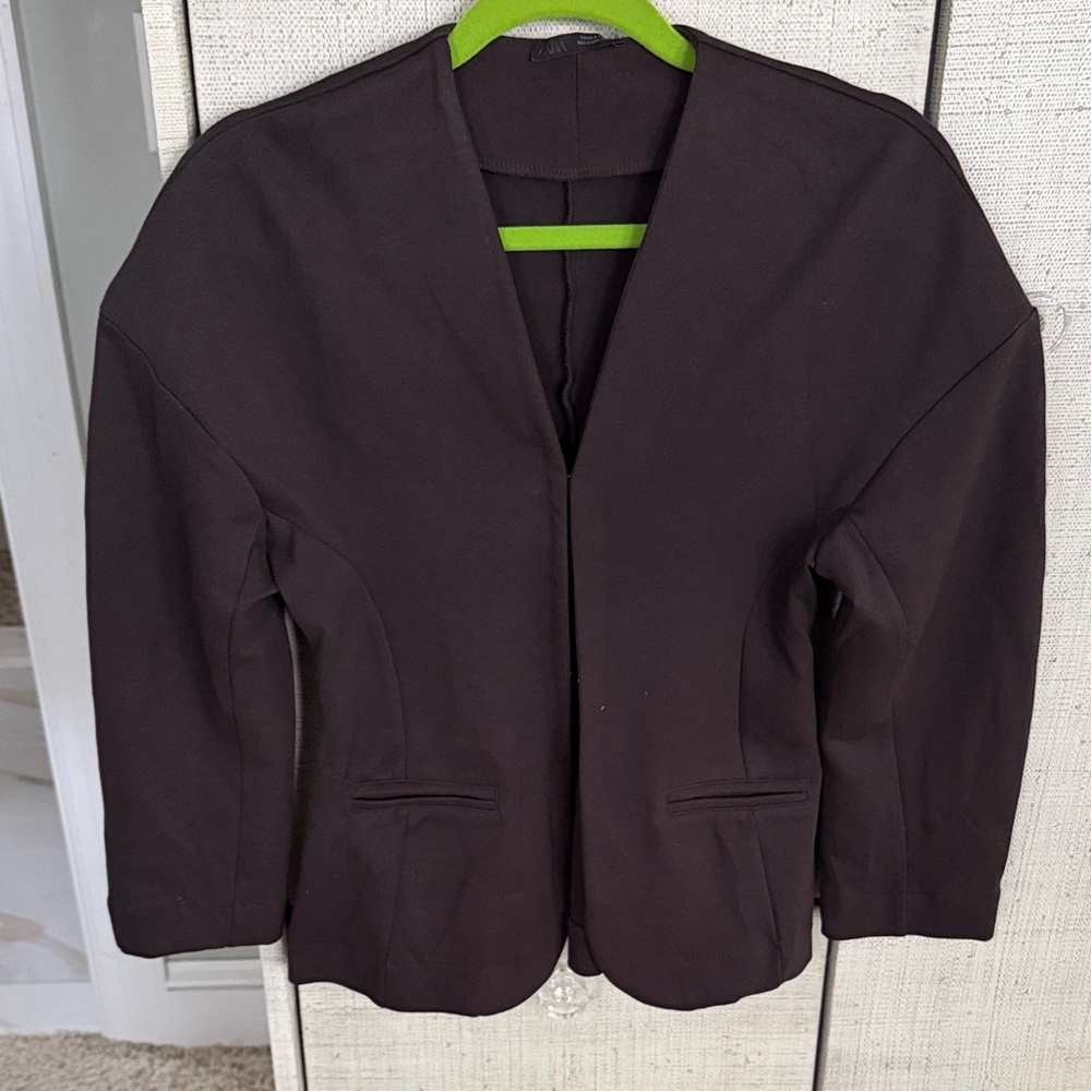 Zara Women's Cocoon Shape Dark Brown Blazer